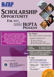 Health Policy & Technology Assessment Programme, Mahidol University - Scholarship information